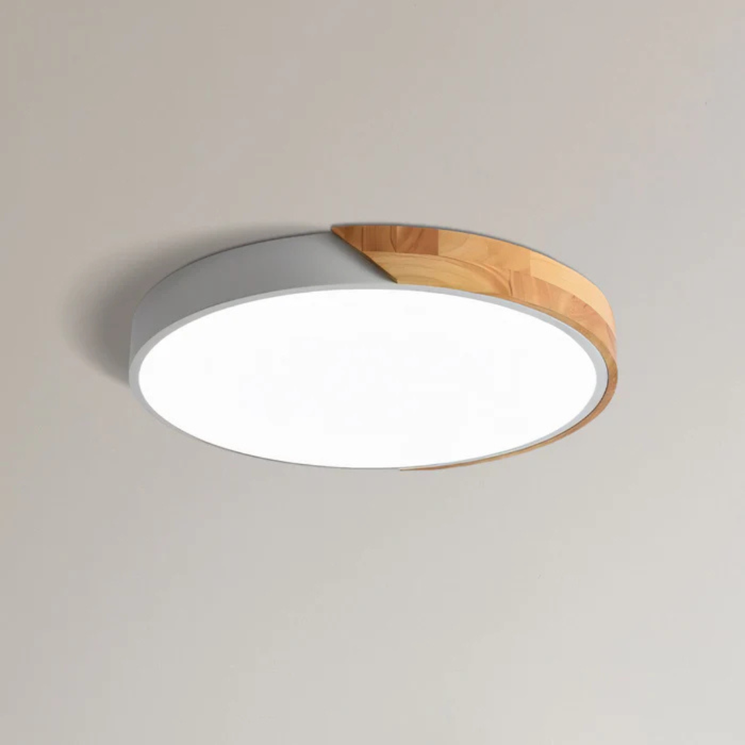 LED ceiling light Scandinavian wooden design D23 D30 cm cool white