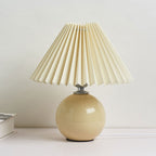 Ceramic table lamp vintage plug-in design with pleated cone shade, minimalist