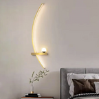 Wall sconce 2-light modern brass arc LED, hardwired aluminum fixture with silicone diffuser