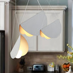 Minimalist white glider pendant lamp, folded metal crescent, 1/3/6-light modern ceiling light