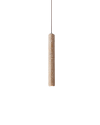Travertine pendant light minimalist cylinder natural stone warm ambient glow
