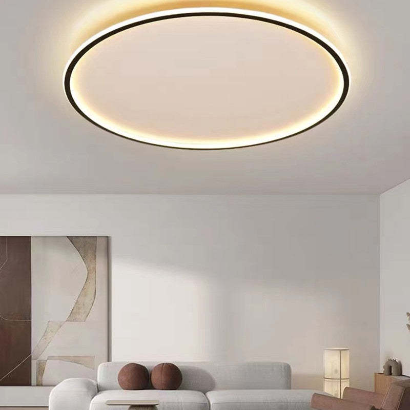 Flush mount ceiling light modern LED round dimmable, metal and acrylic