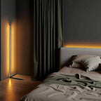 Nordic LED floor lamp with remote control, RGB and warm white lighting, 142cm slim design