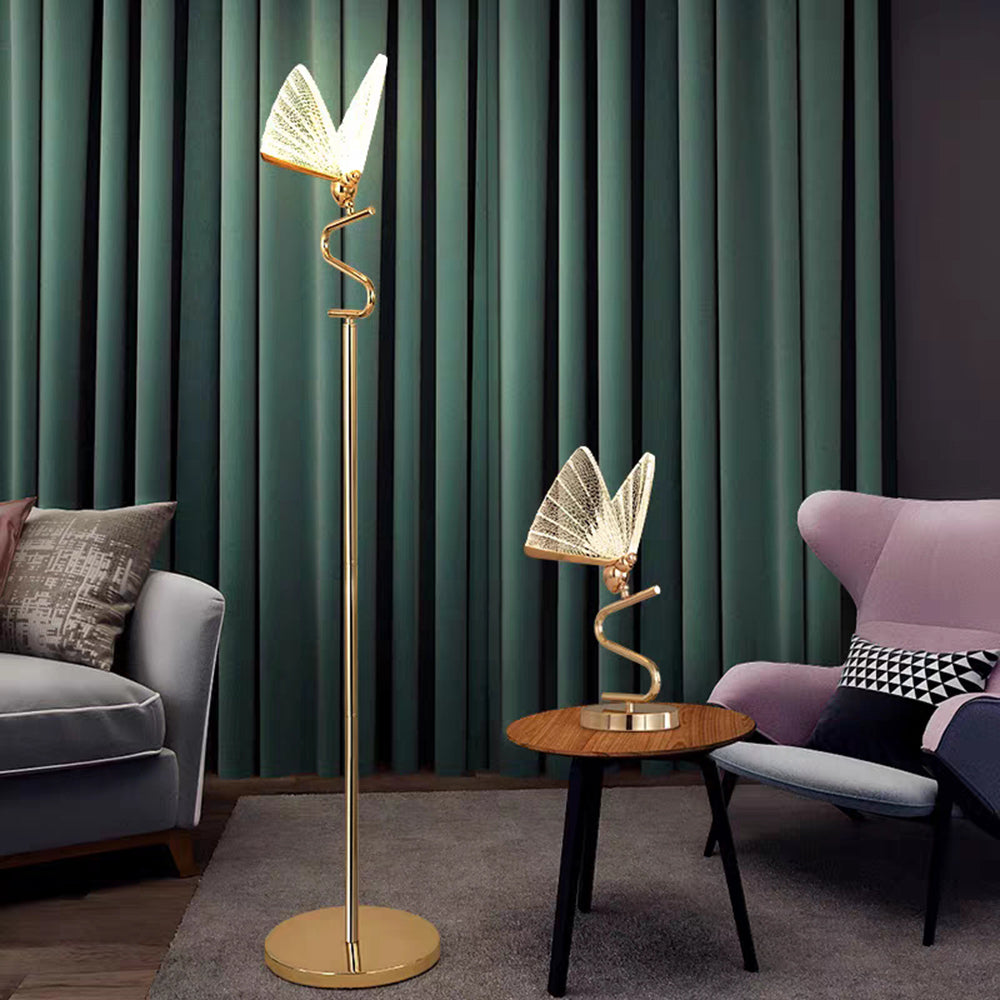Butterfly Chandelier Lamp modern LED in 4 styles — pendant, floor, table, wall, metal and acrylic