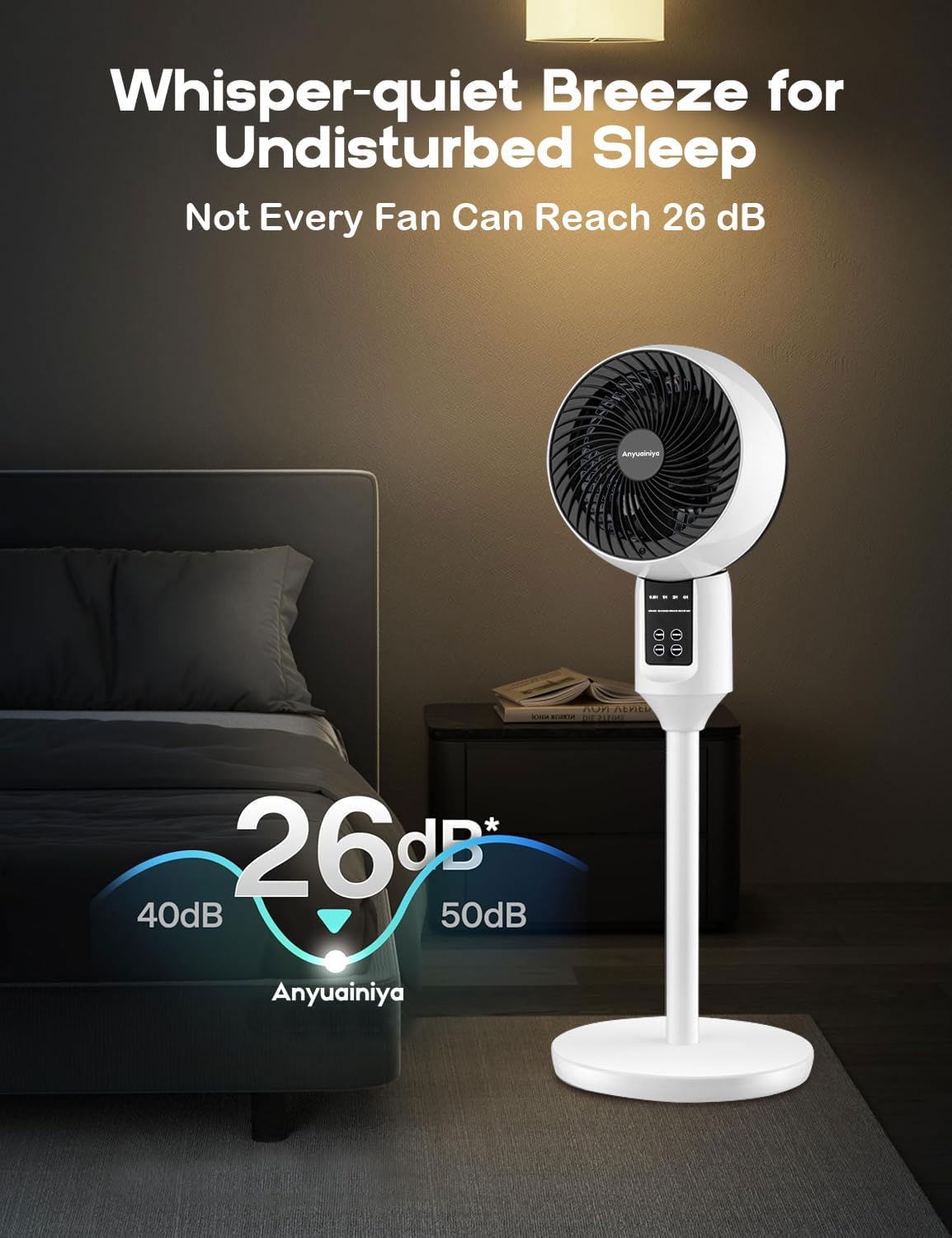 Adjustable Pedestal Fan | 3D Oscillation, White | Quiet Cooling