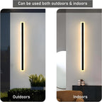 Linear outdoor wall light IP65 black LED strip design, 8cm wide, multiple heights