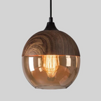 Cleo | Scandinavian Pendant Light | Minimalist, Adjustable Height | Wood & Glass