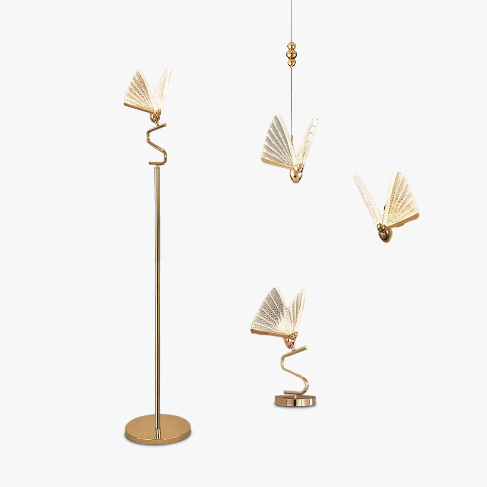Butterfly Chandelier Lamp modern LED in 4 styles — pendant, floor, table, wall, metal and acrylic
