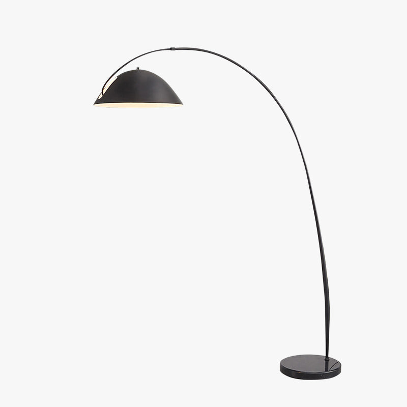 Black metal fishing rod arc floor lamp, modern standing light for living room