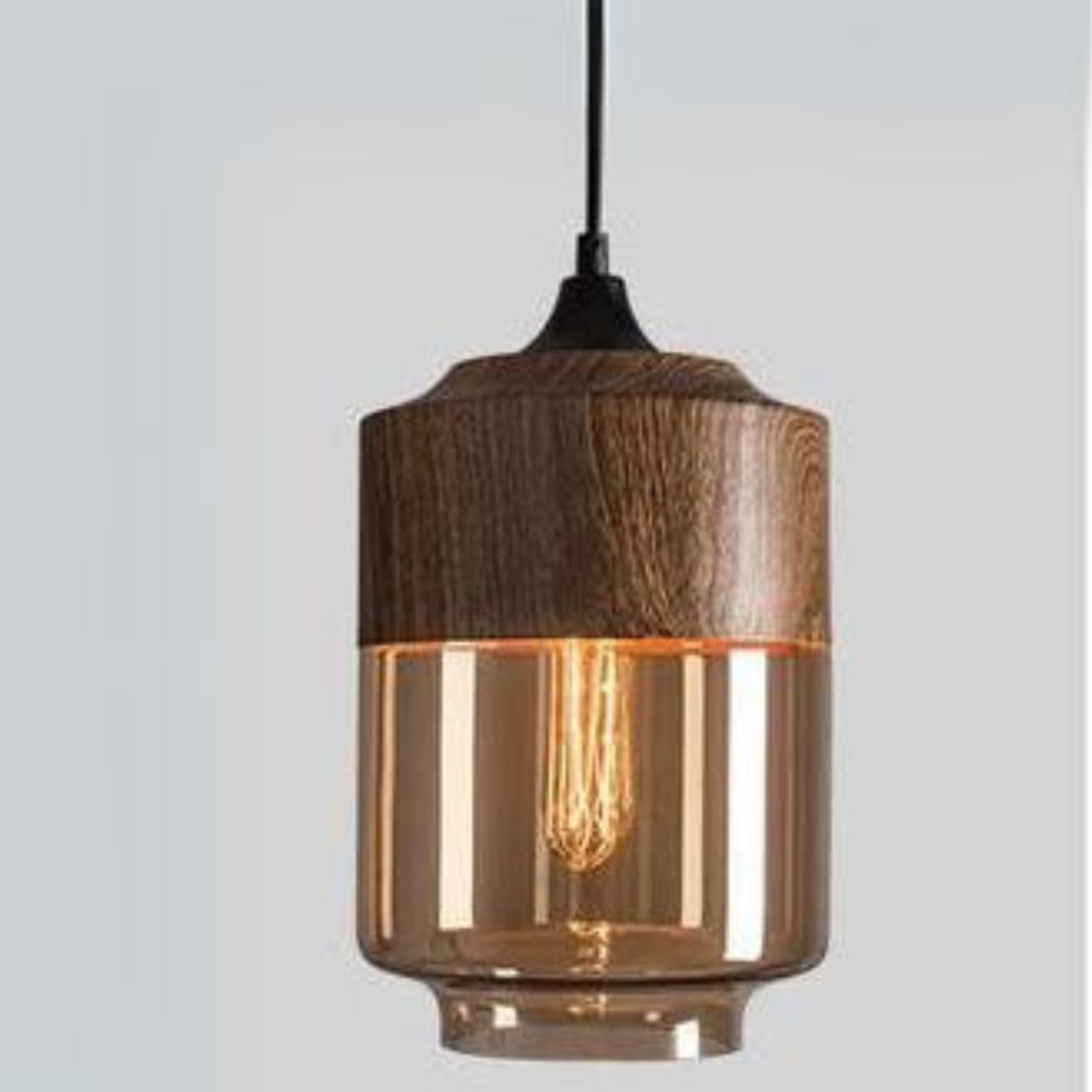 Cleo | Scandinavian Pendant Light | Minimalist, Adjustable Height | Wood & Glass