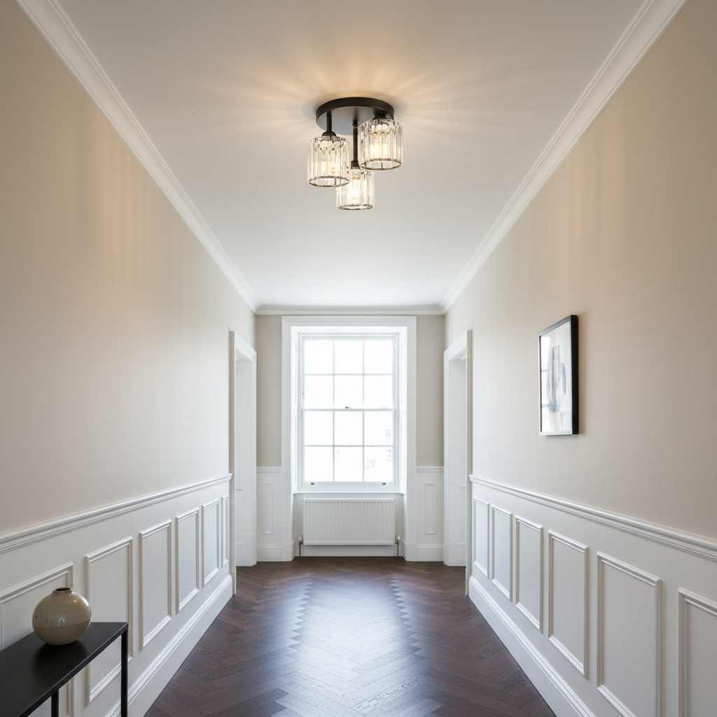 K9 crystal ceiling light 3-light black fixture with E27 compatibility, contemporary style