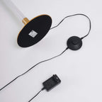 Minimalist metal floor lamp with tri-color dimming, slim aluminum design for living room