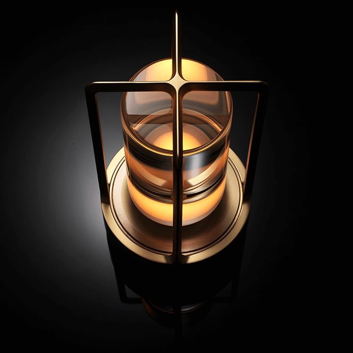 Cordless table lamp with crystal-cut shade, USB-C rechargeable, water-resistant