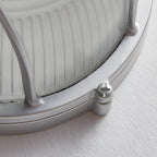 Outdoor wall light retro industrial cast aluminium E27, oval and round ribbed glass shade