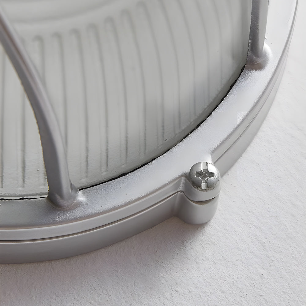Outdoor wall light retro industrial cast aluminium E27, oval and round ribbed glass shade