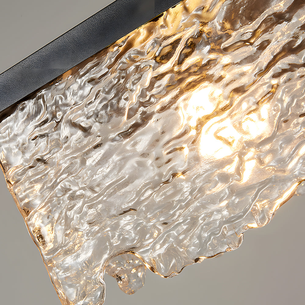 Dimmable Glass Chandelier | 3-Light Black Iron, Modern, Dining Room