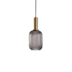 Glass pendant light modern warm white LED hardwired, cylindrical bottle drum shade