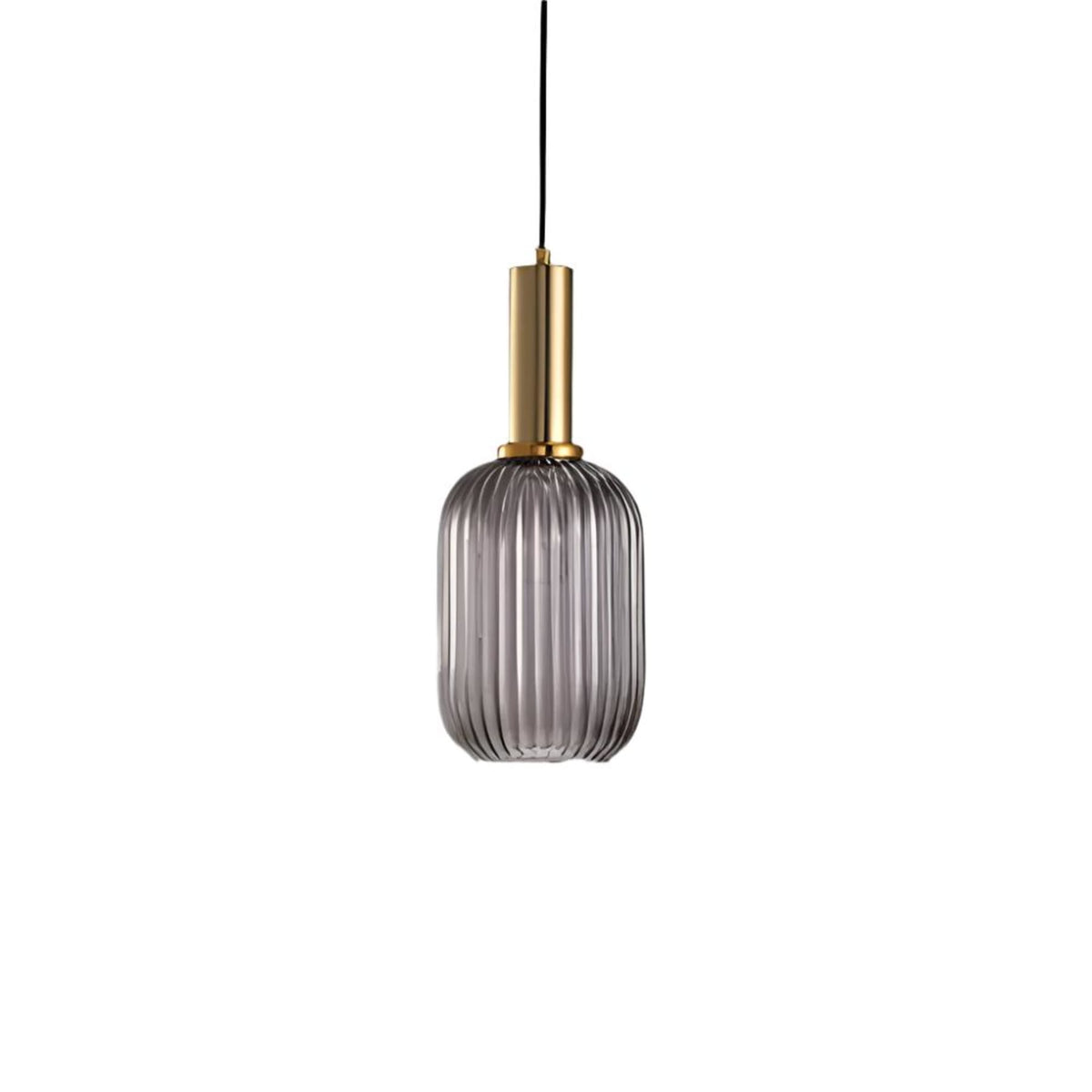 Glass pendant light modern warm white LED hardwired, cylindrical bottle drum shade