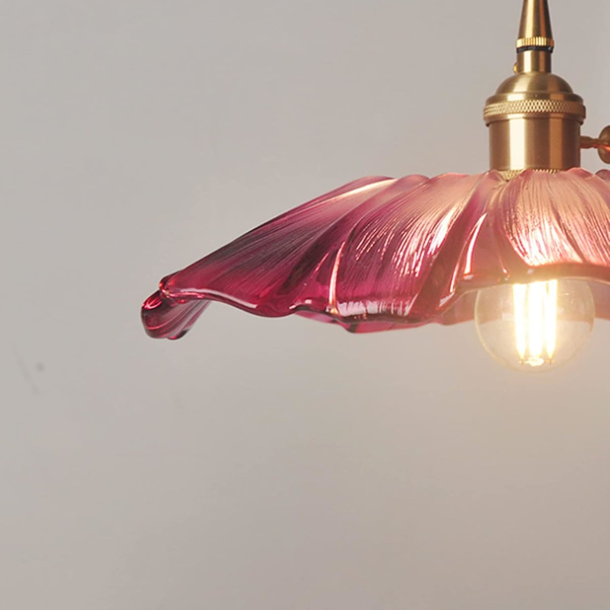 Glass pendant light bohemian warm LED glow, copper and glass shade
