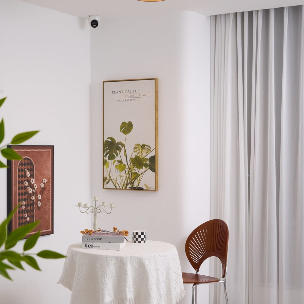 Flush mount ceiling light with walnut wood finish and multi-color LED, modern low-profile design