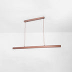 Modern linear LED pendant light in black metal with acrylic shade, dimmable, dining room