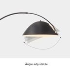 Black metal fishing rod arc floor lamp, modern standing light for living room