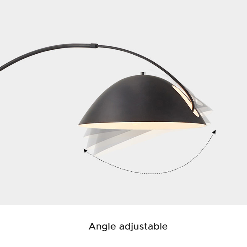 Black metal fishing rod arc floor lamp, modern standing light for living room