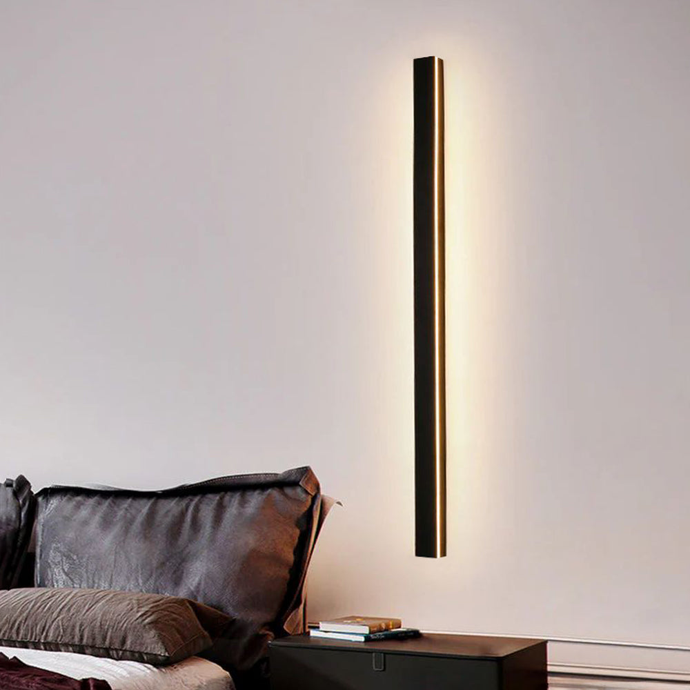 Linear LED outdoor wall lamp black IP65, minimalist design for garden and corridor