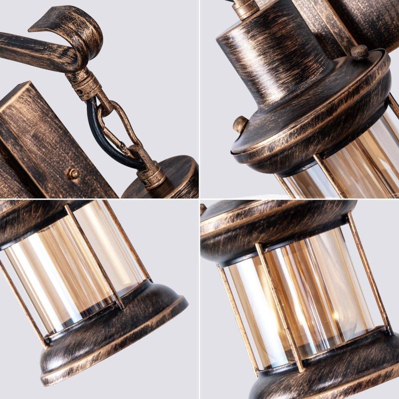 Industrial retro indoor wall lamp with metal body, E27 base, black and bronze finish
