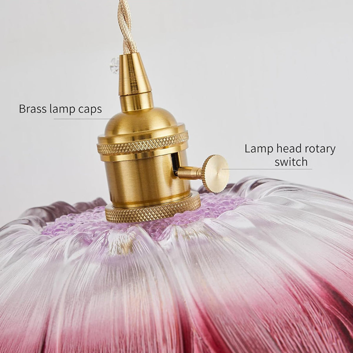 Glass pendant light bohemian warm LED glow, copper and glass shade