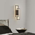 LED wall lamp black rectangular with three light colours, aluminium