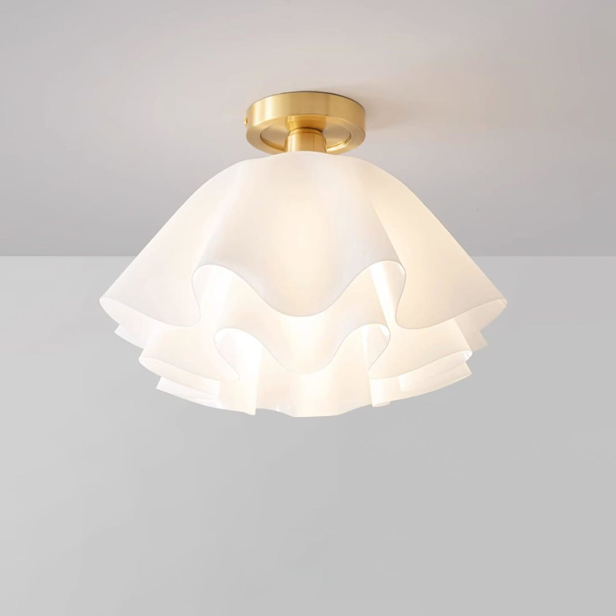 Semi-flush ceiling light copper modern dimmable, low-profile round design for living room