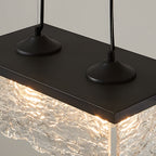 Dimmable Glass Chandelier | 3-Light Black Iron, Modern, Dining Room
