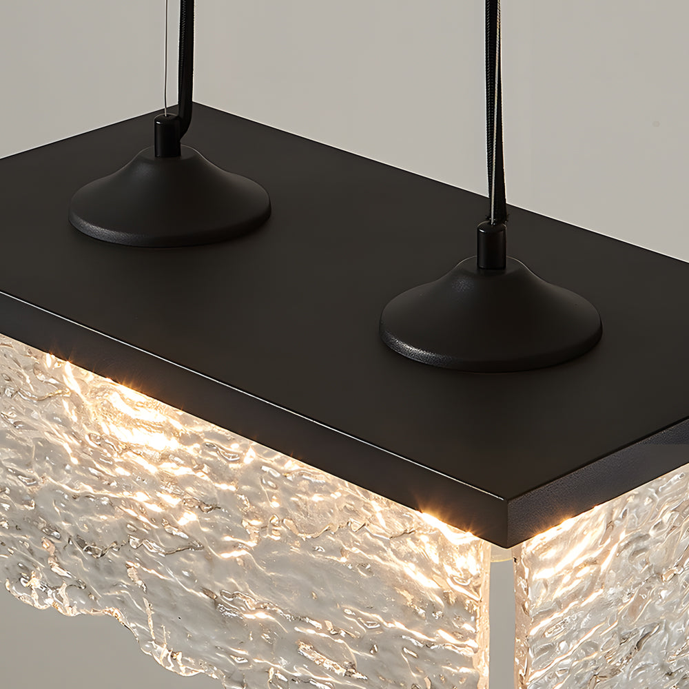 Dimmable Glass Chandelier | 3-Light Black Iron, Modern, Dining Room