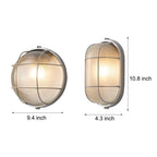 Outdoor wall light retro industrial cast aluminium E27, oval and round ribbed glass shade