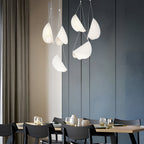 Minimalist white glider pendant lamp, folded metal crescent, 1/3/6-light modern ceiling light