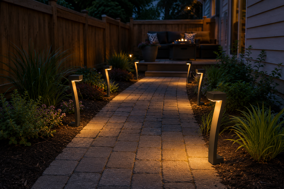 Solar garden lights matte dark ABS stake path lights IP65 weatherproof 4 pack warm glow