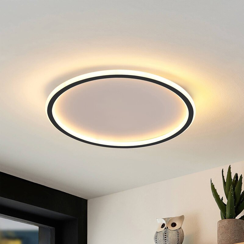 Flush mount ceiling light modern LED round dimmable, metal and acrylic