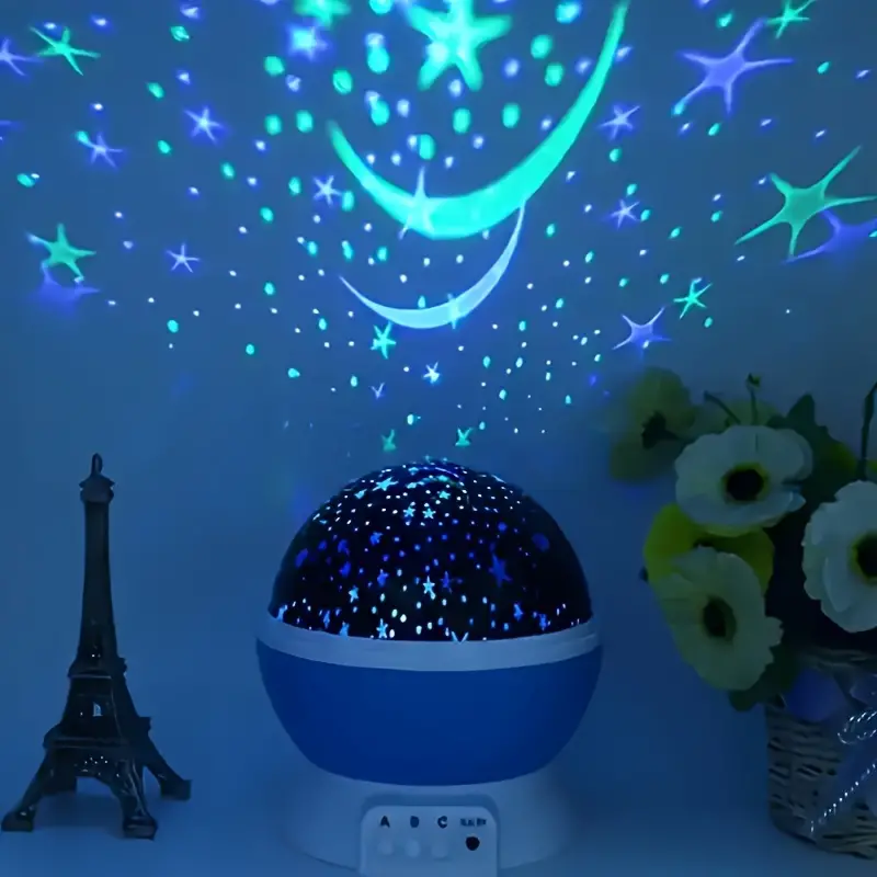 Star projector night table lamp with rotating dome, USB rechargeable LED