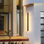 Linear LED outdoor wall lamp black IP65, minimalist design for garden and corridor