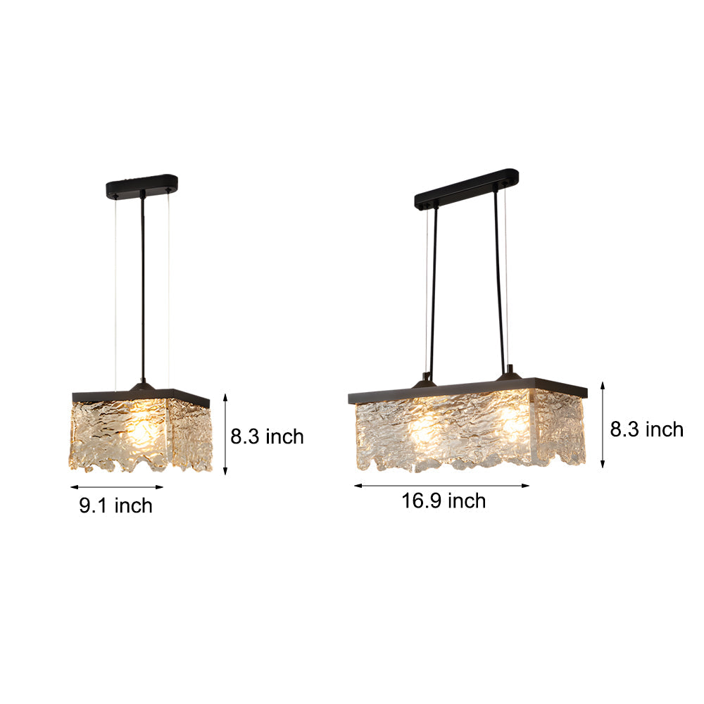 Dimmable Glass Chandelier | 3-Light Black Iron, Modern, Dining Room