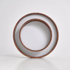 Flush mount ceiling light with walnut wood finish and multi-color LED, modern low-profile design