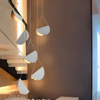 Minimalist white glider pendant lamp, folded metal crescent, 1/3/6-light modern ceiling light