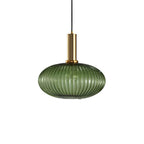 Glass pendant light modern warm white LED hardwired, cylindrical bottle drum shade