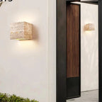 Travertine stone wall light square warm LED hardwired modern indoor sconce
