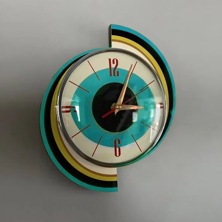 Mid-Century Handmade Wall Clock | Retro Sunburst, Silent Battery