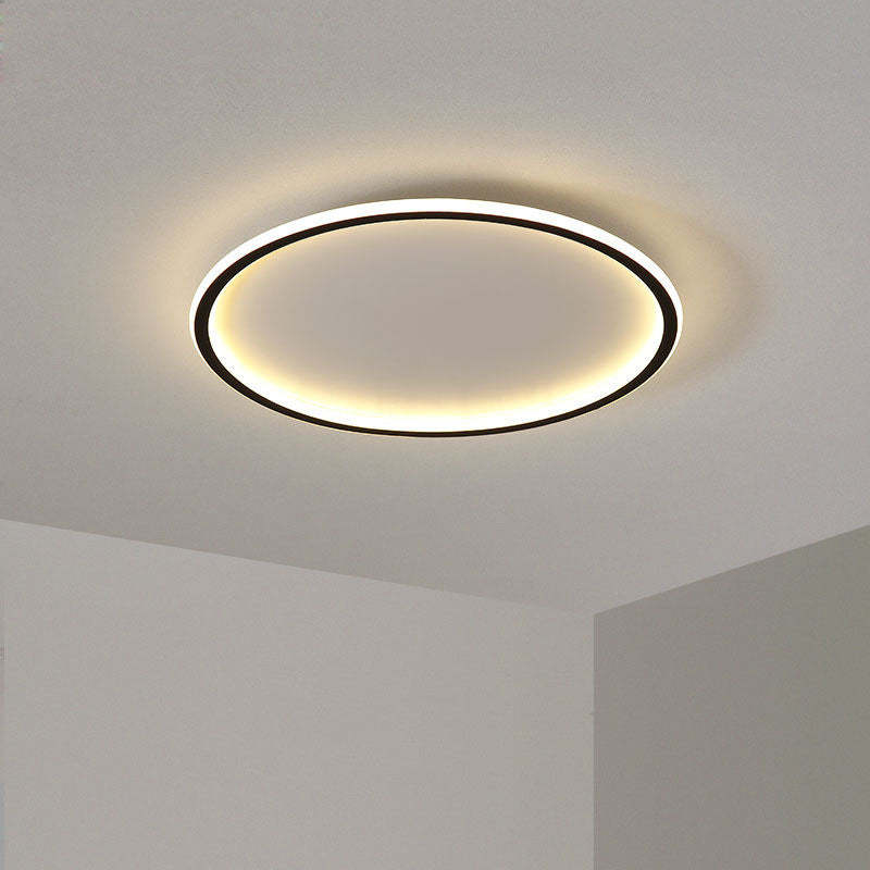 Flush mount ceiling light modern LED round dimmable, metal and acrylic