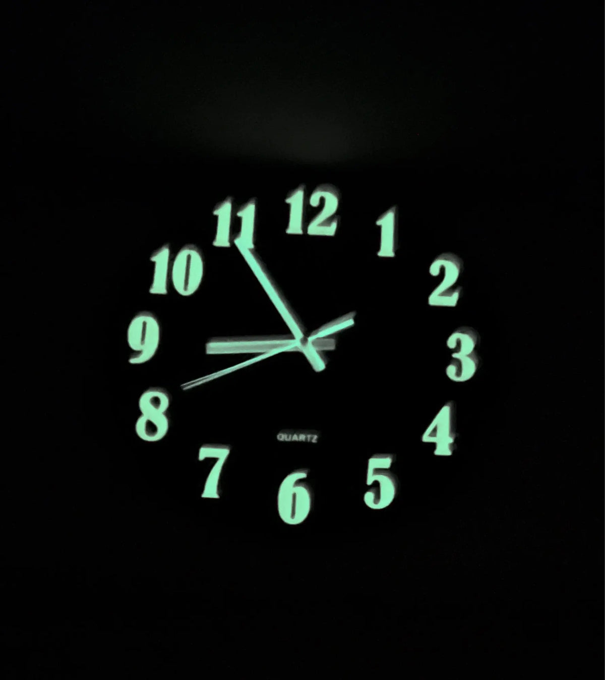Silent wall clock wood with luminous numerals, night light, non ticking, dark brown