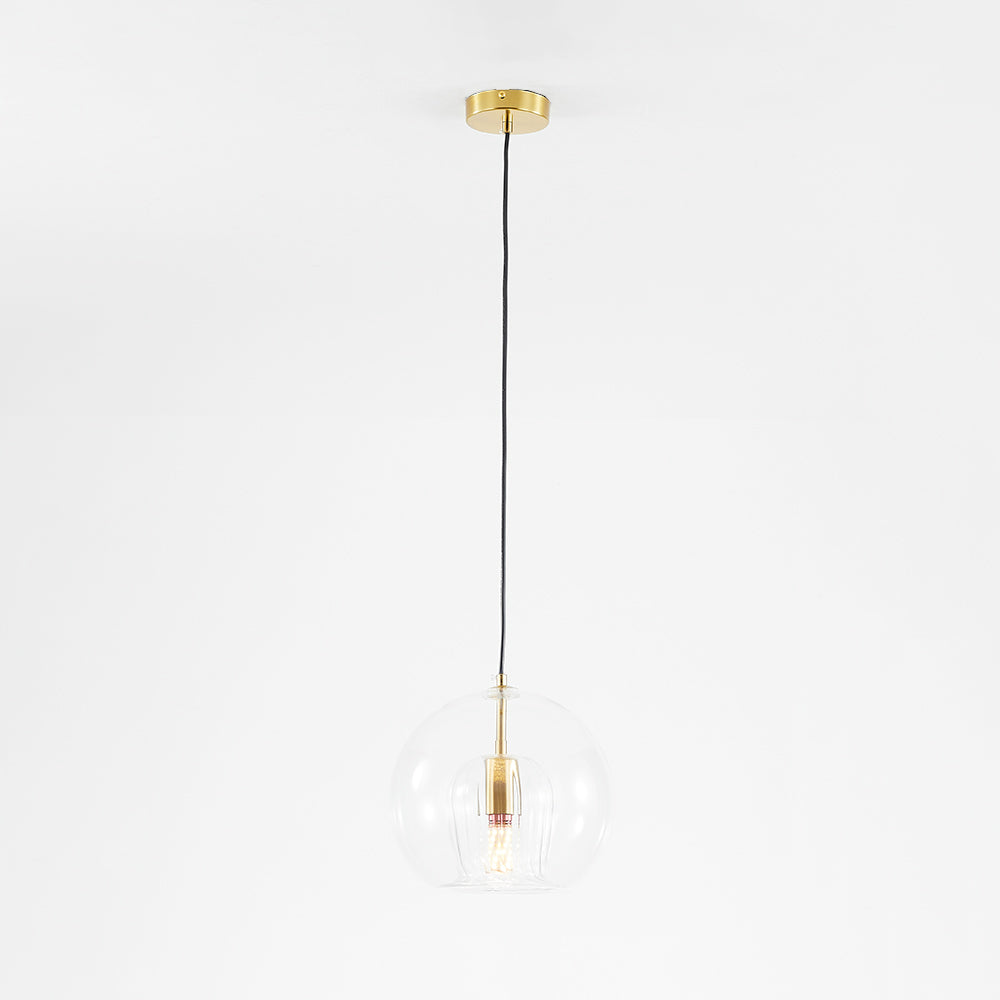 Glass globe pendant light in clear and amber, Nordic style ceiling fixture