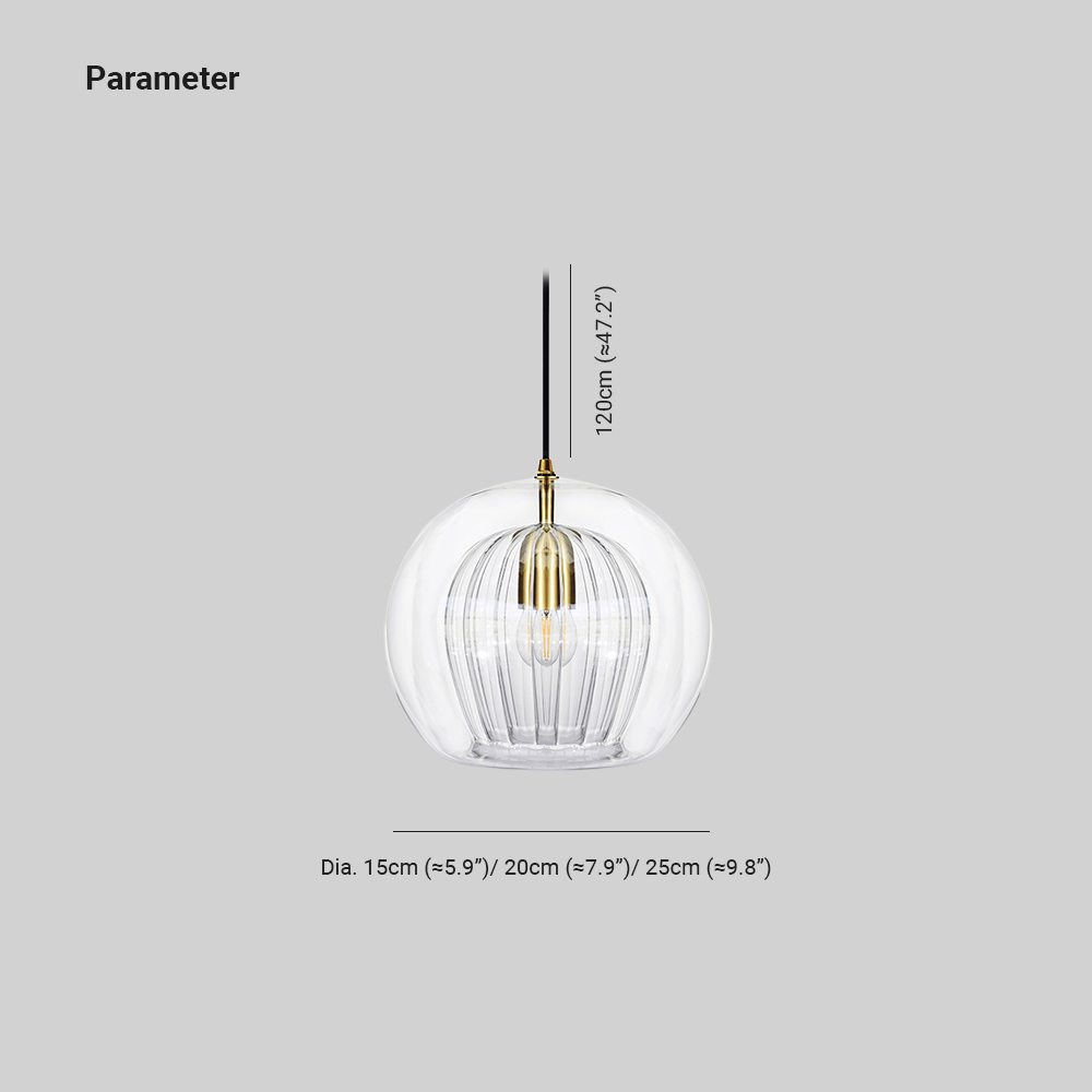 Glass globe pendant light in clear and amber, Nordic style ceiling fixture